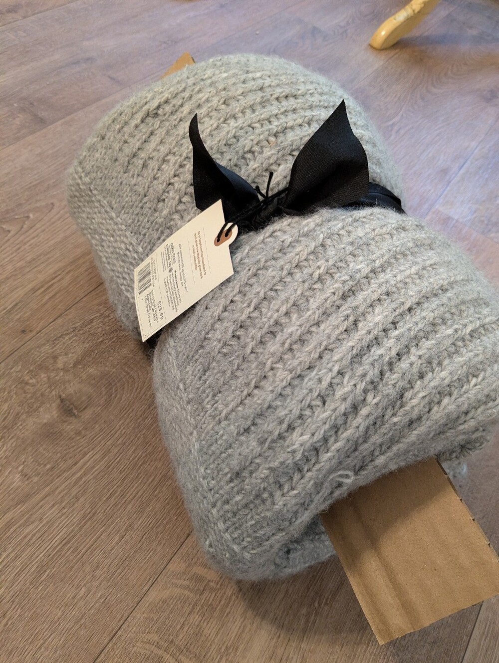 NWT Hearth & Hand Light Gray Chunky Knit Throw Blanket